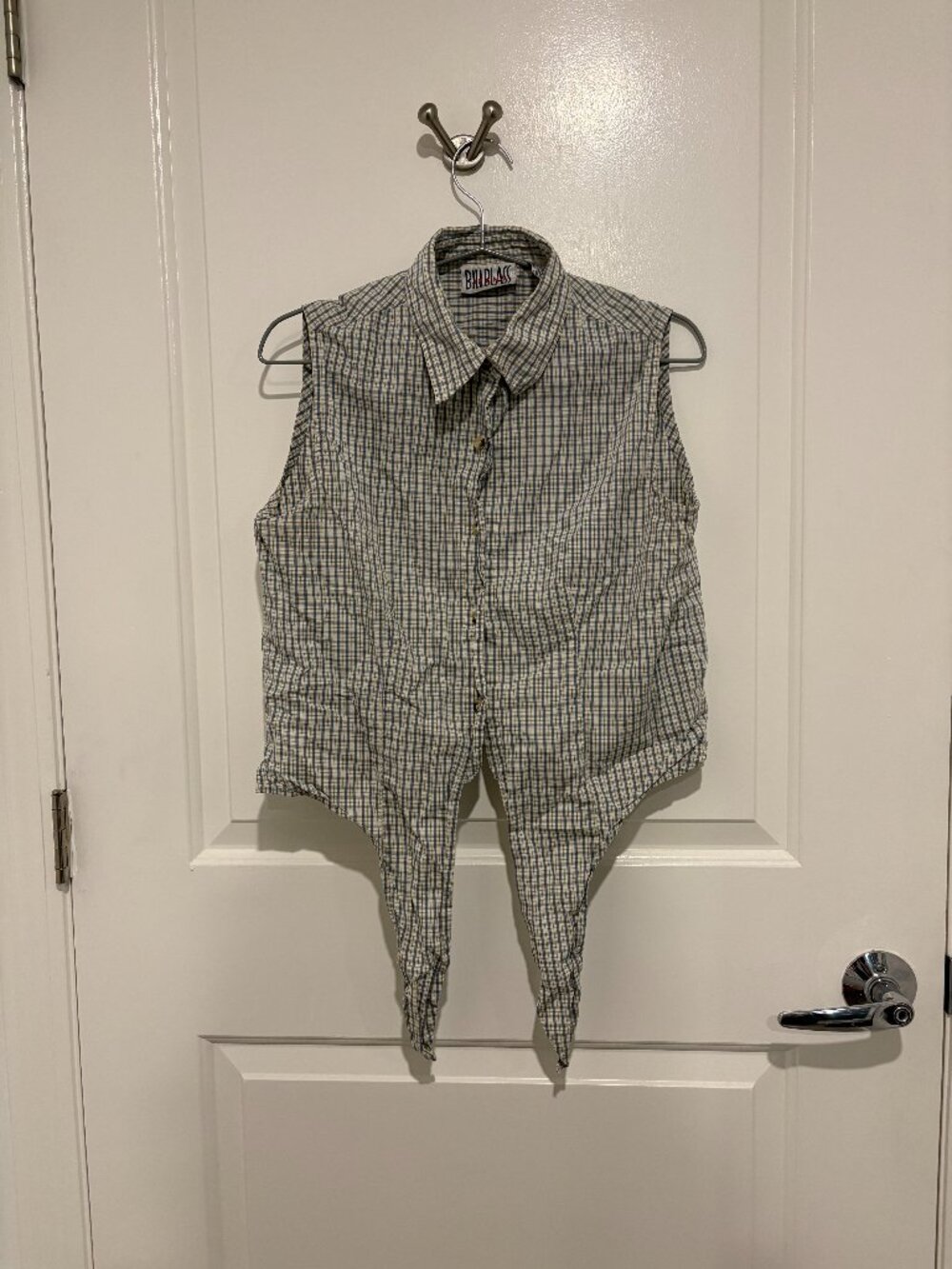 Y2K Bill Blass Sleeveless Button Down Tie Shirt